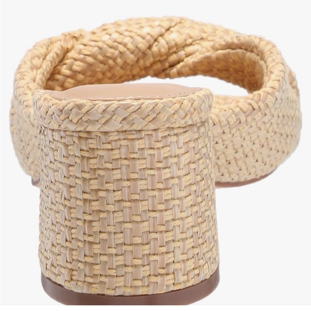 Katy Perry Tooliped twisted block raffia heel sandals Woven Block Heel Slide NEW - Picture 2 of 8